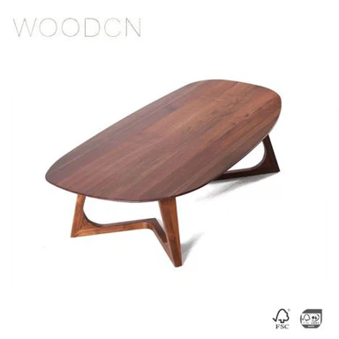 검은 호두 가장자리 접착 단단한 나무 티 테이블